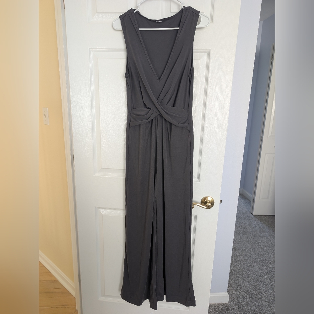 Fabletics Gray Cross Front Sleeveless Jumpsuit Size Medium